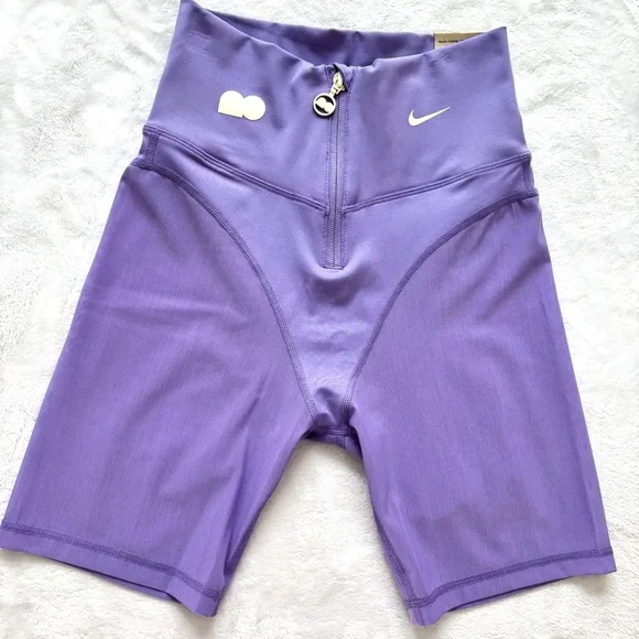 NIKE X Naomi Osaka Tight Fit Front Zipper Purple Mesh Biker Shorts--XS - Picture 1 of 15